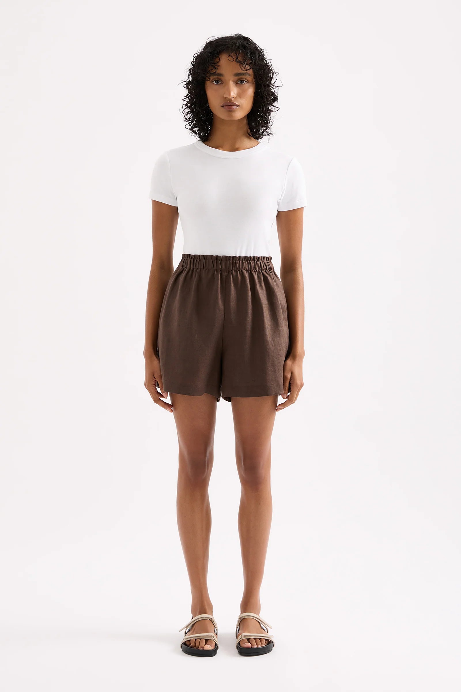 NUDE LUCY Ingrid linen short - Clove