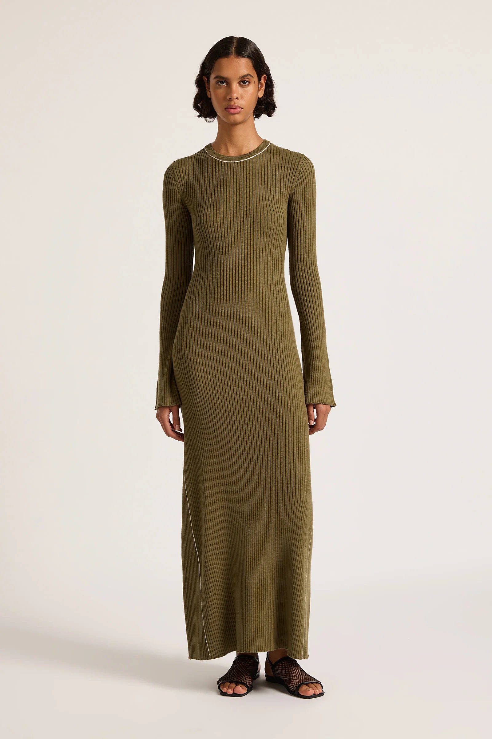 NUDE LUCY Gaia knit maxi dress - Olive