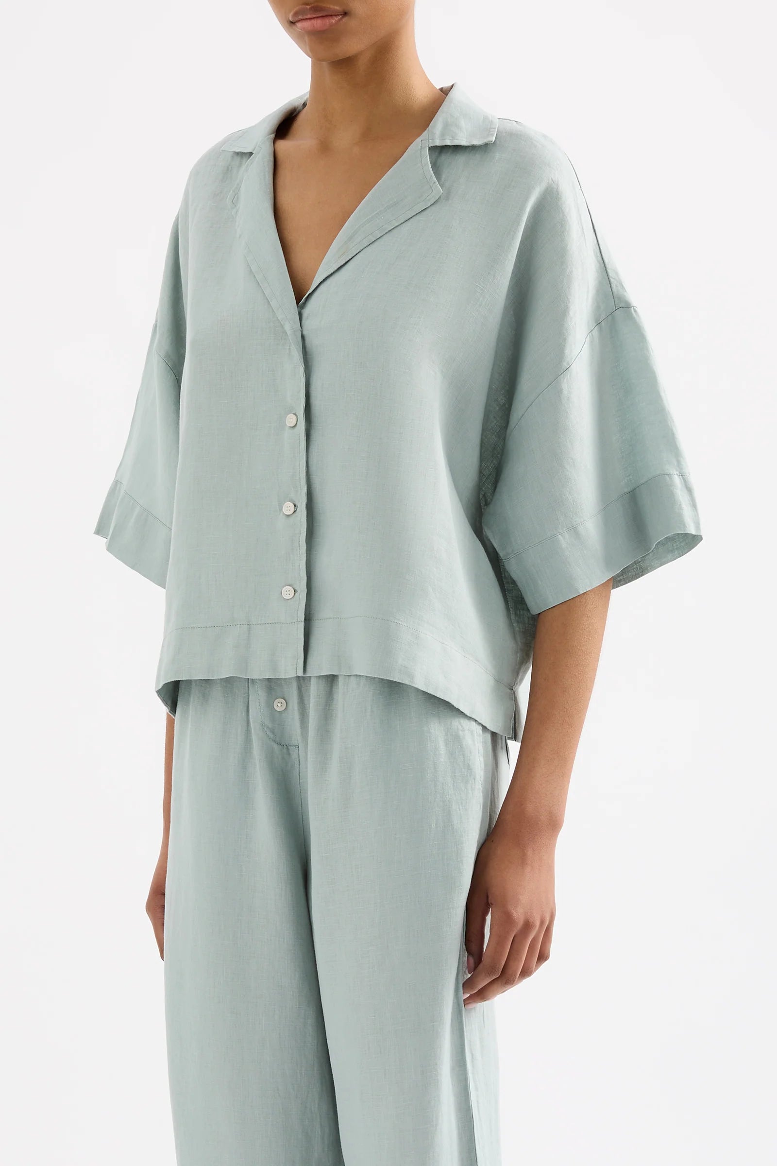 NUDE LUCY Lounge linen shirt - Seafoam