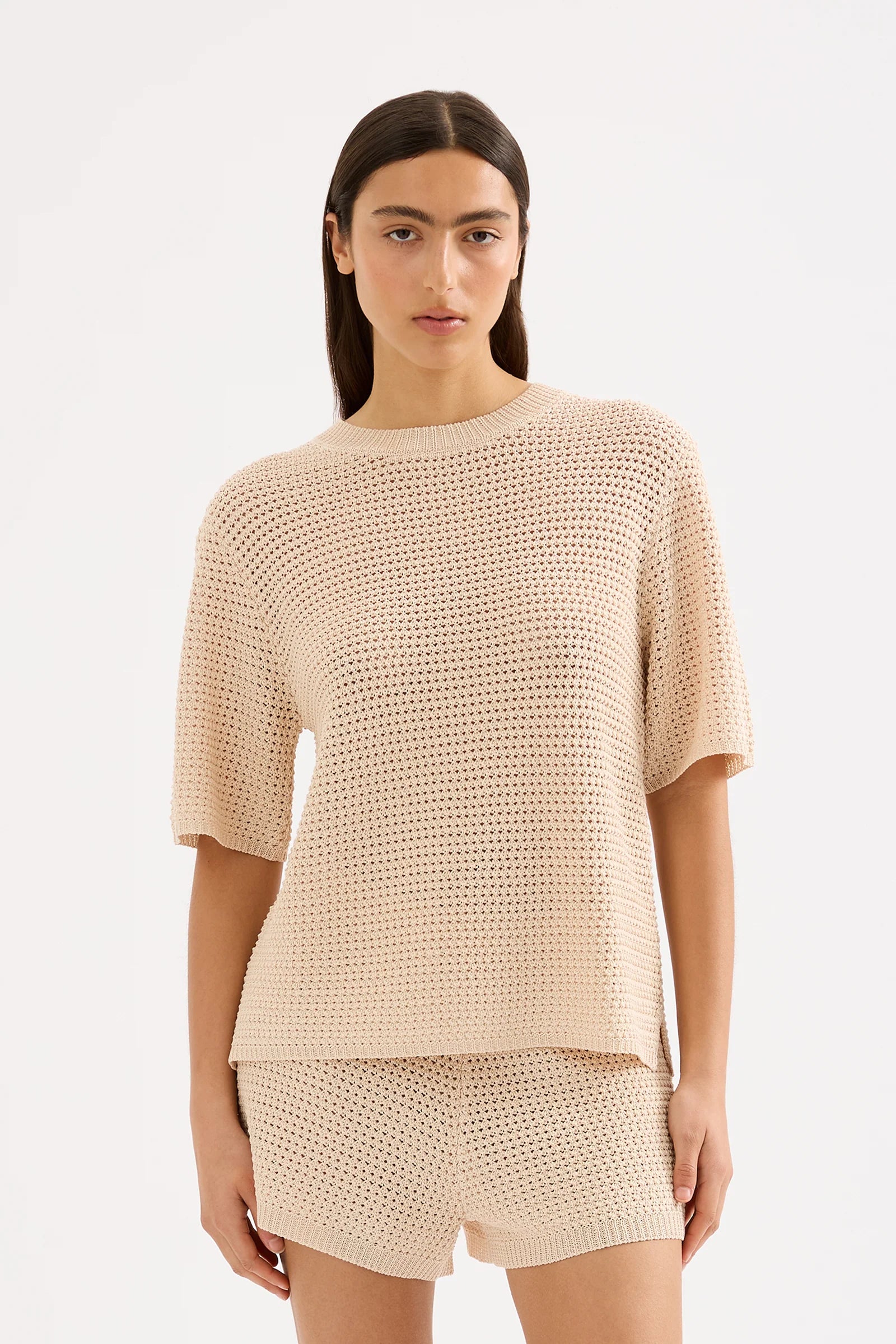 NUDE LUCY sawyer crochet tee - cream