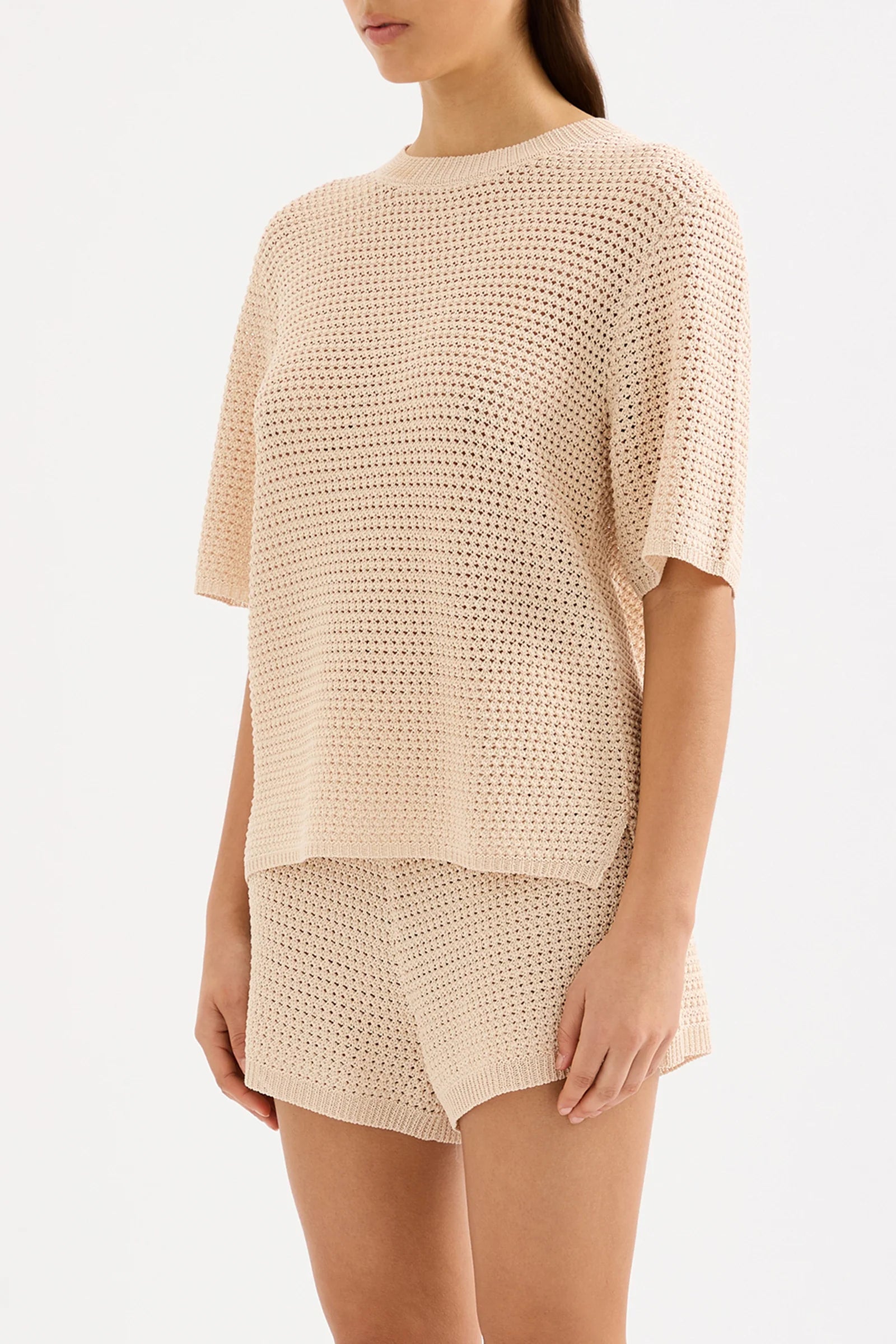 NUDE LUCY sawyer crochet tee - cream