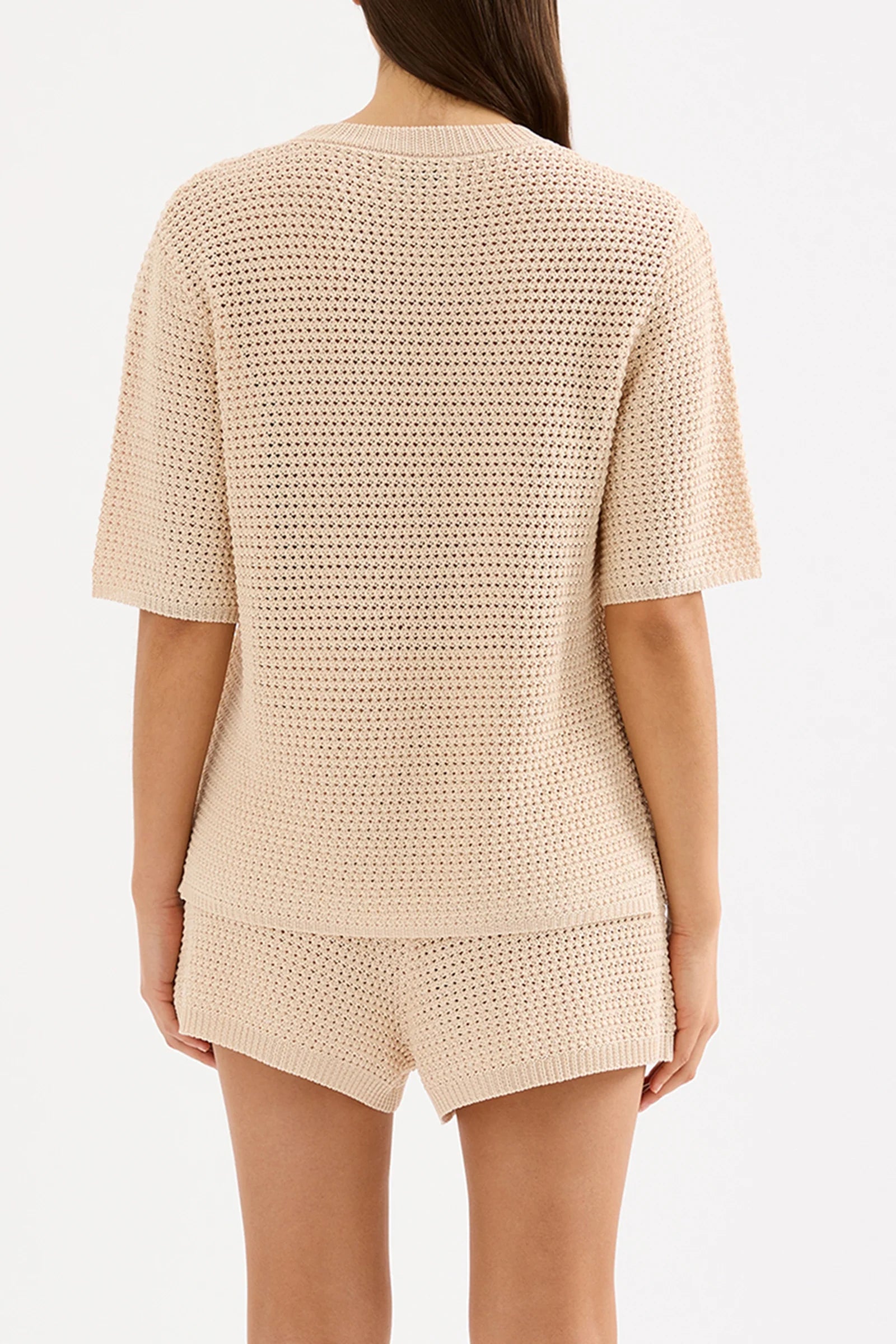 NUDE LUCY sawyer crochet tee - cream