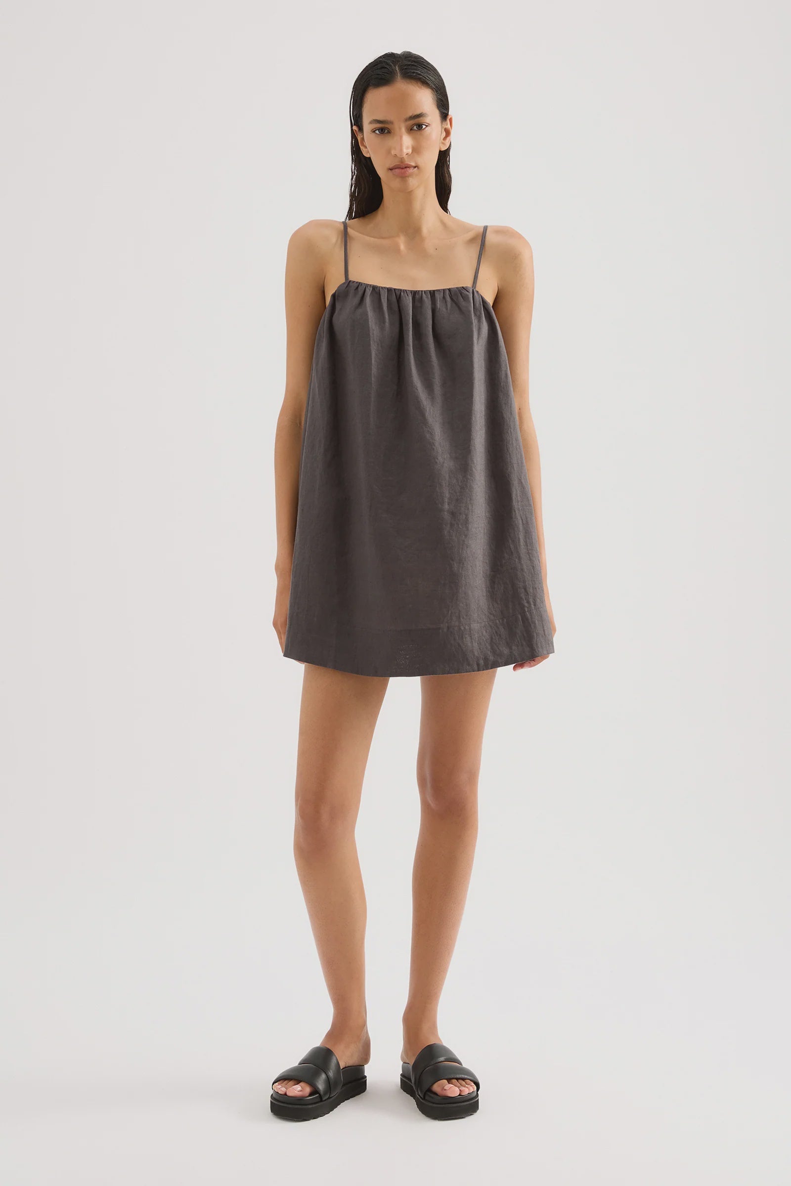 Nude Lucy Lounge Linen Dress Coal