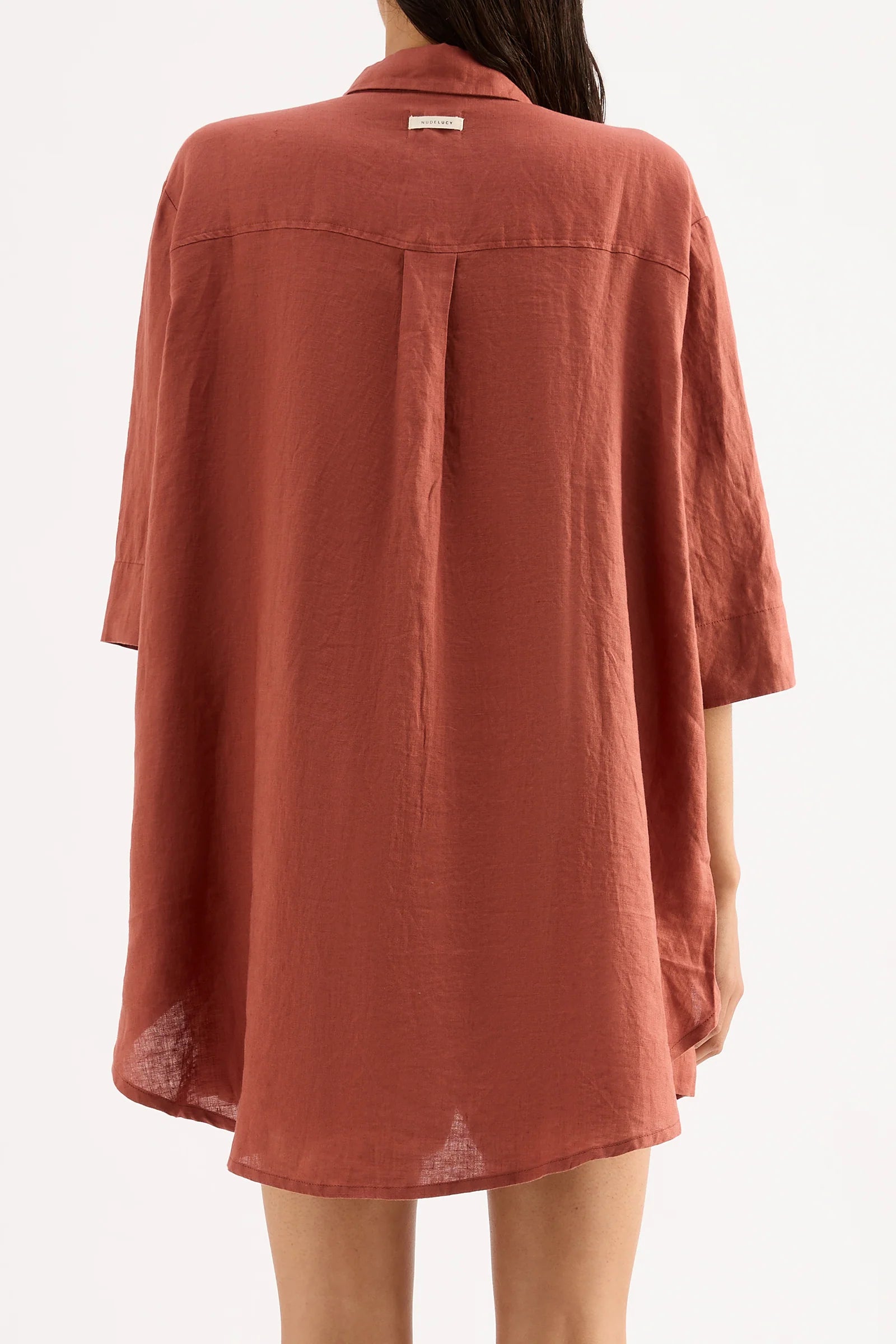 Nude lucy Lounge Linen Longline Shirt - Rust