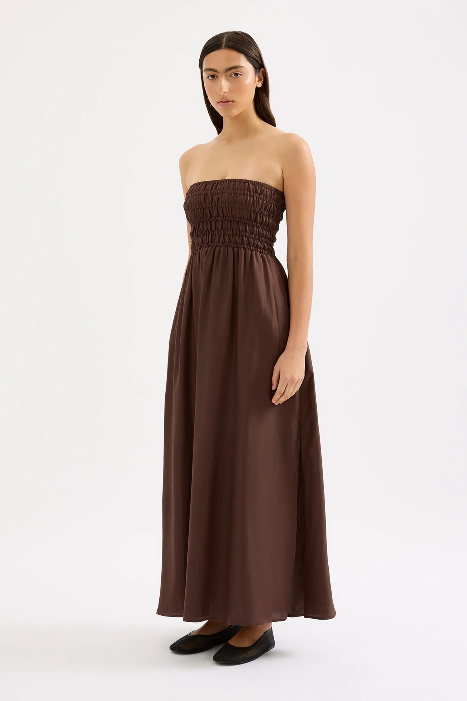 NUDE LUCY zuri tencel maxi dress - chocolate