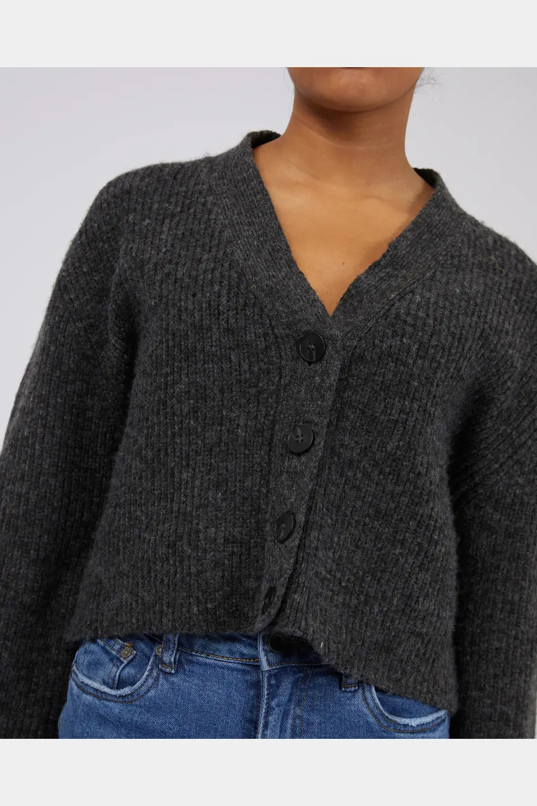 SILENT THEORY Eden knit cardi - Charcoal