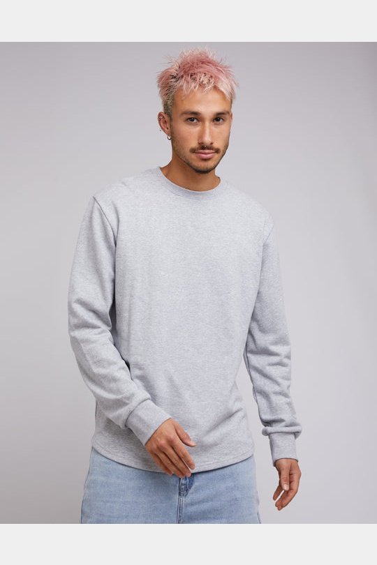 Silent theory curved hem crew- grey marle