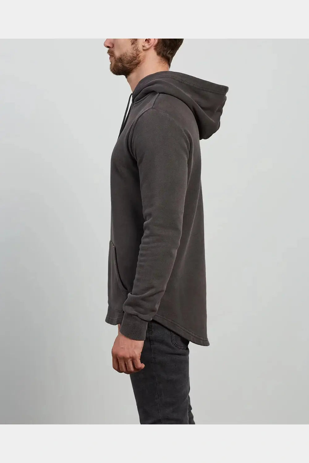 Silent theory curved hem hoody - coal