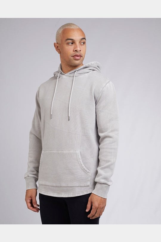 Silent theory curved hem hoody - grey marle