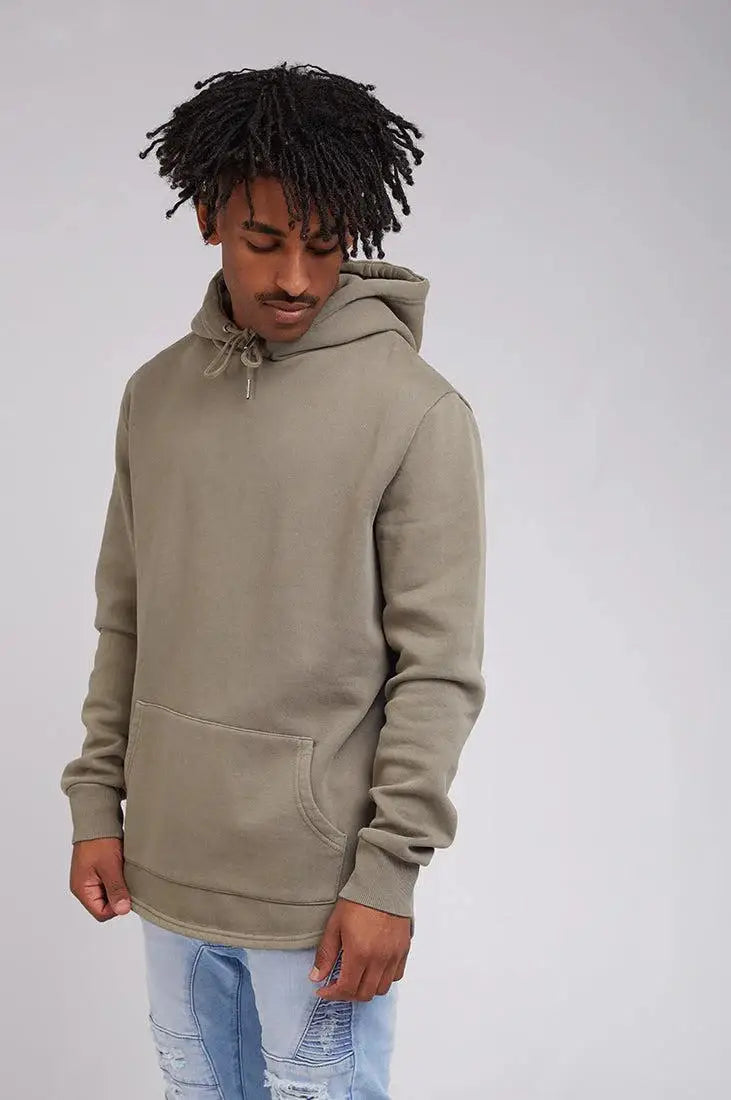 Silent theory curved hem hoody - khaki