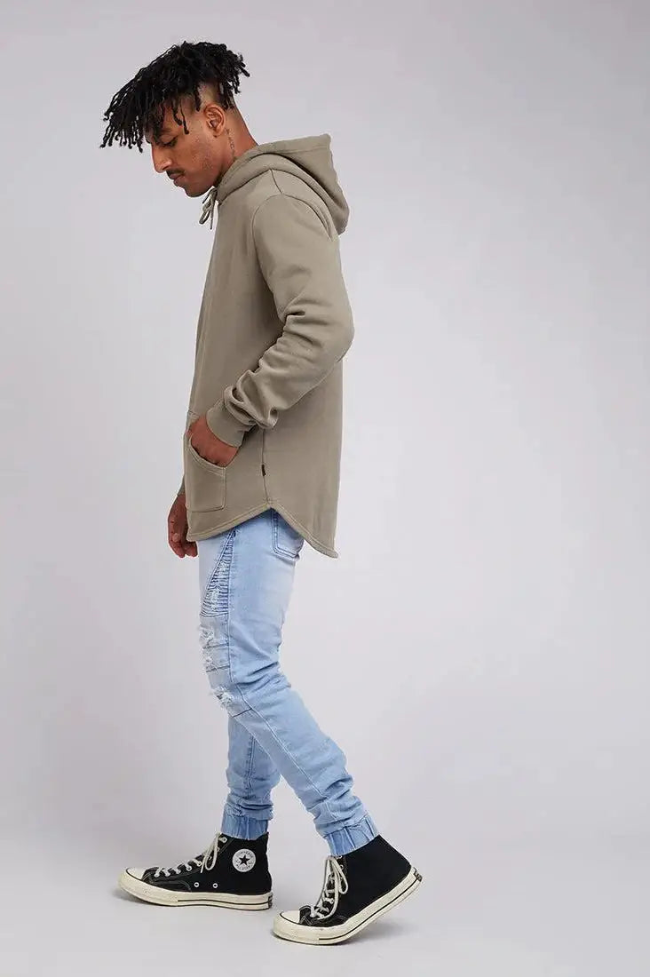 Silent theory curved hem hoody - khaki