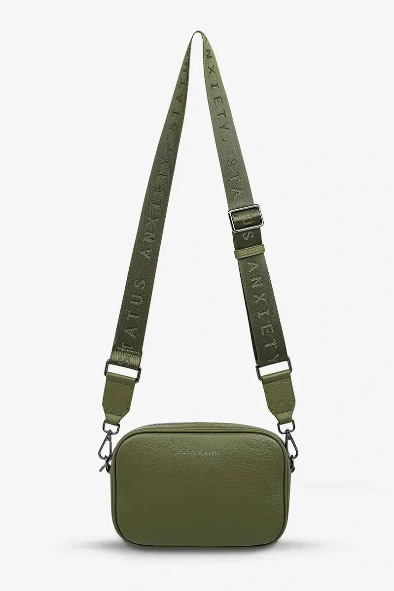 Status anxiety plunder bag with webbed strap - khaki