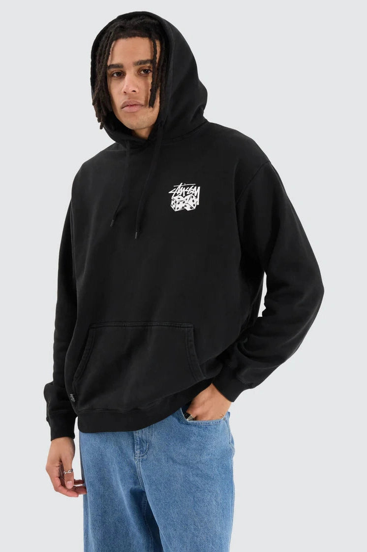 STUSSY pair of dice fleece hood - pigment black