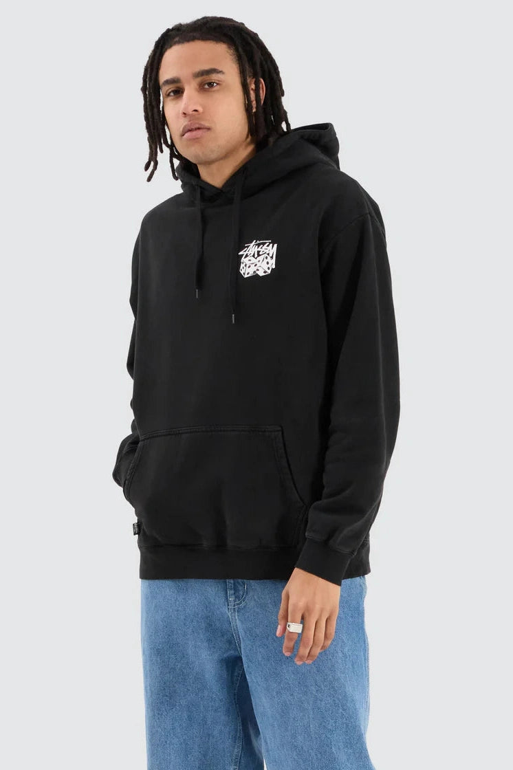 STUSSY pair of dice fleece hood - pigment black