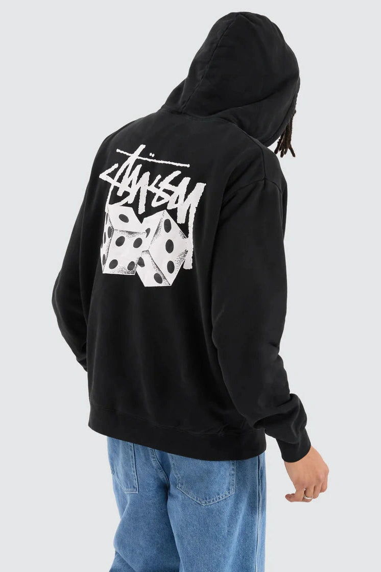 STUSSY pair of dice fleece hood - pigment black