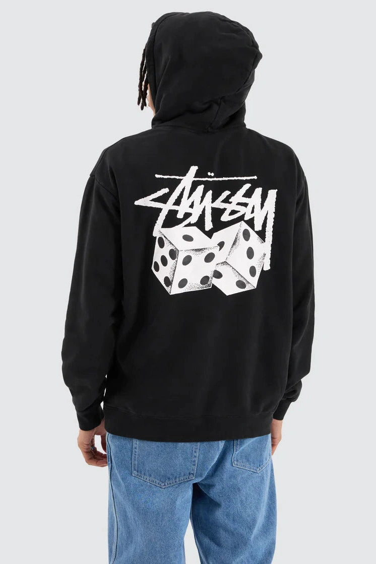 STUSSY pair of dice fleece hood - pigment black