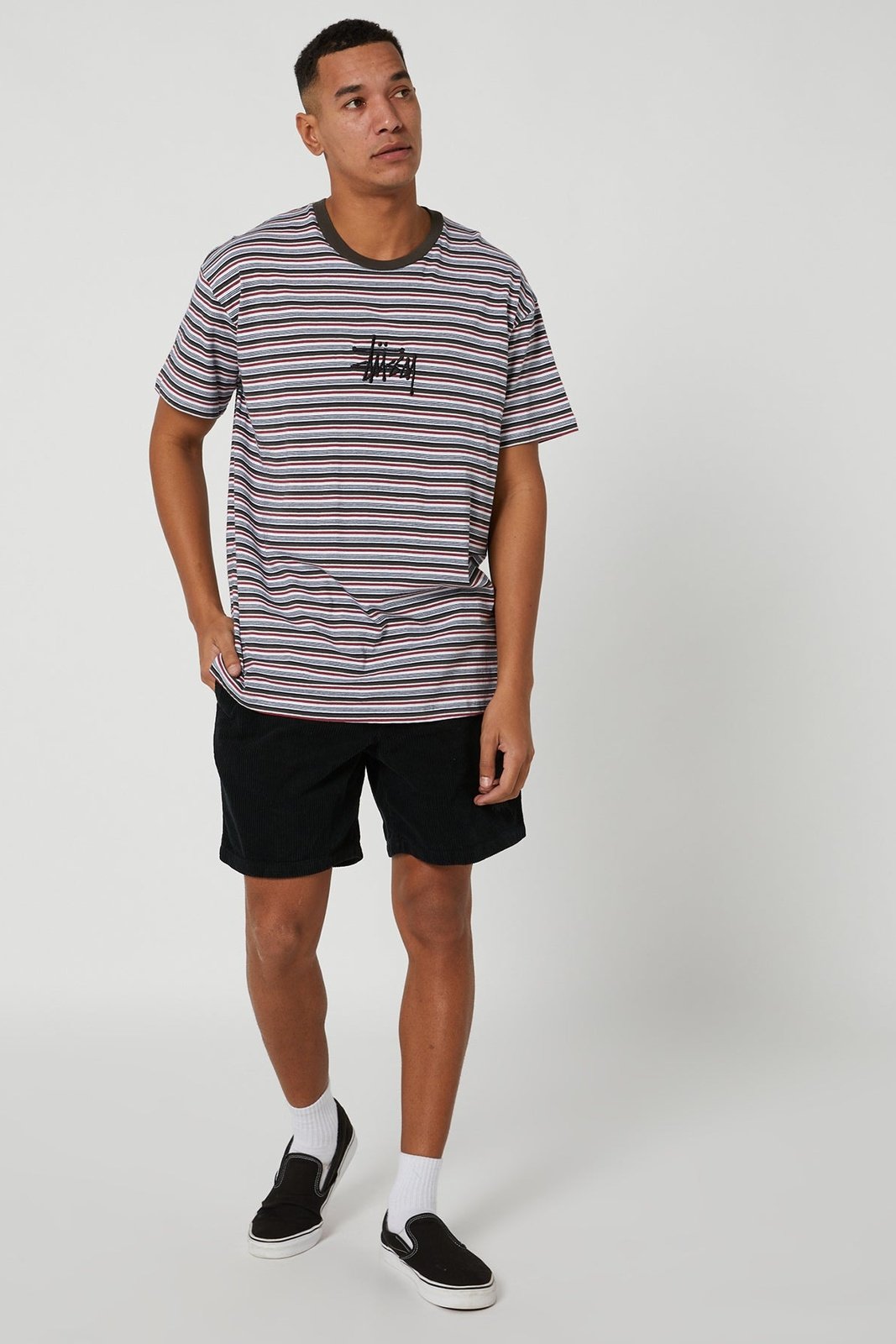 Stussy wide wale cord beachshort - black/black