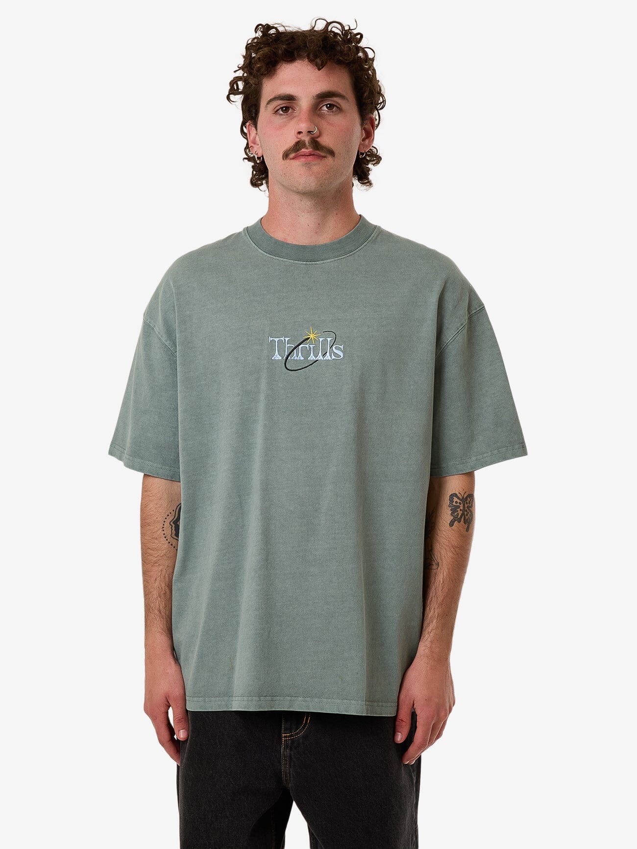 THRILLS ambient connections box fit oversize tee - chinois green