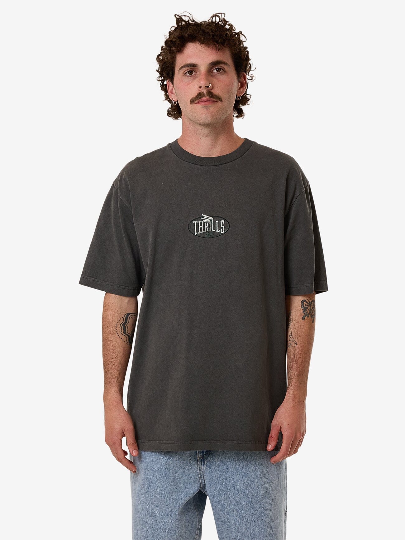 THRILLS born to fly embro oversize fit tee - merch black