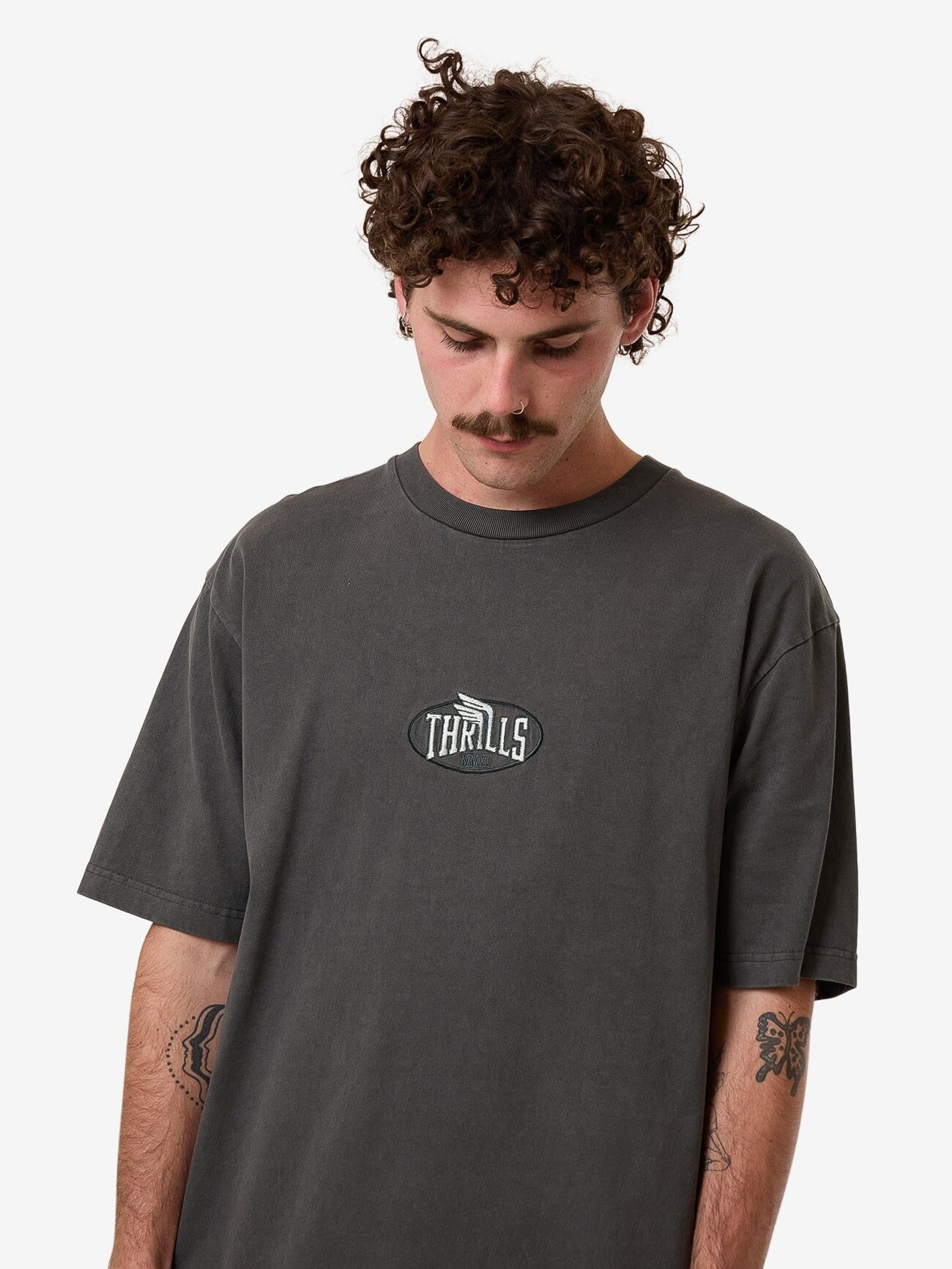 THRILLS born to fly embro oversize fit tee - merch black