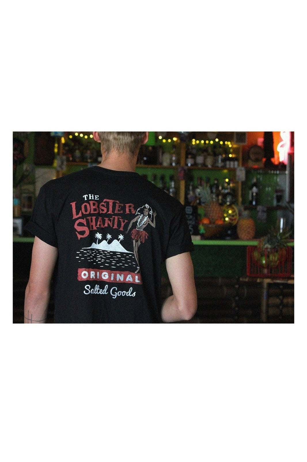 The Lobster Shanty Swinging Hula Girl - Black Tee