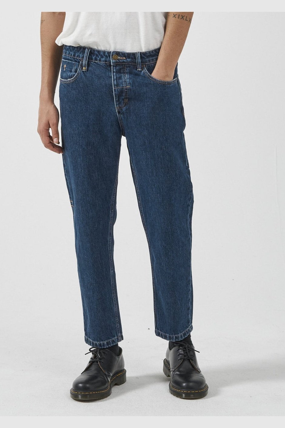 Thrills chopped denim jean - dark rinse blue