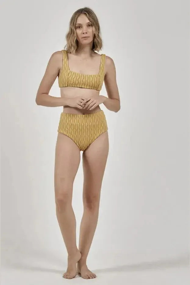 Thrills gravitation high waist bikini bottom - mineral yellow