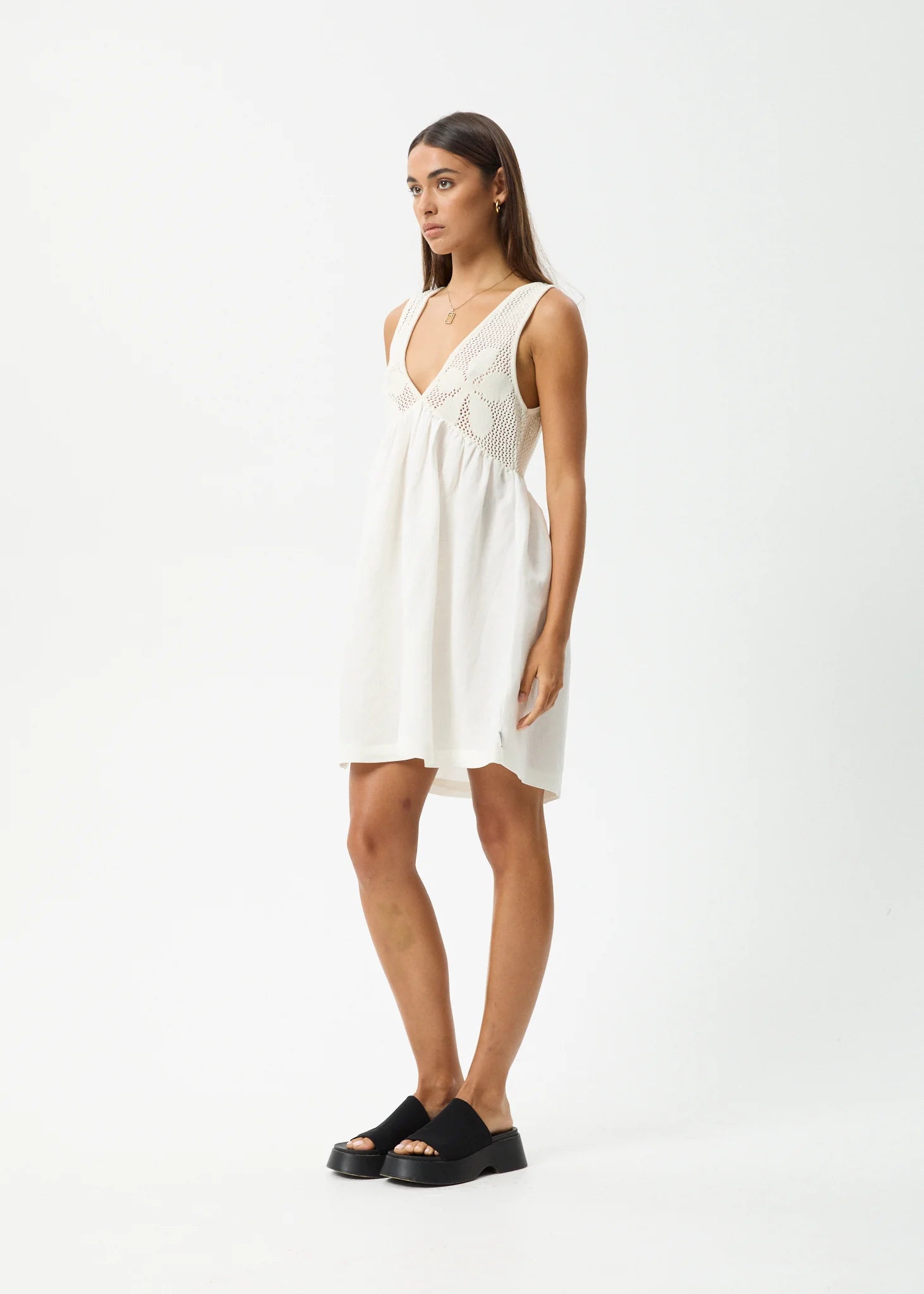 AFENDS Dakota Hemp Mini Dress - White