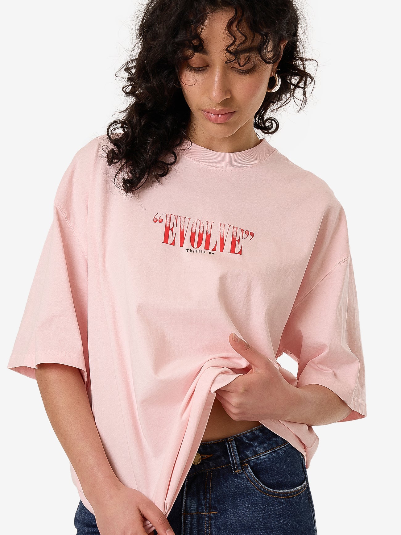 THRILLS highly evolved oversized tee - barely pink