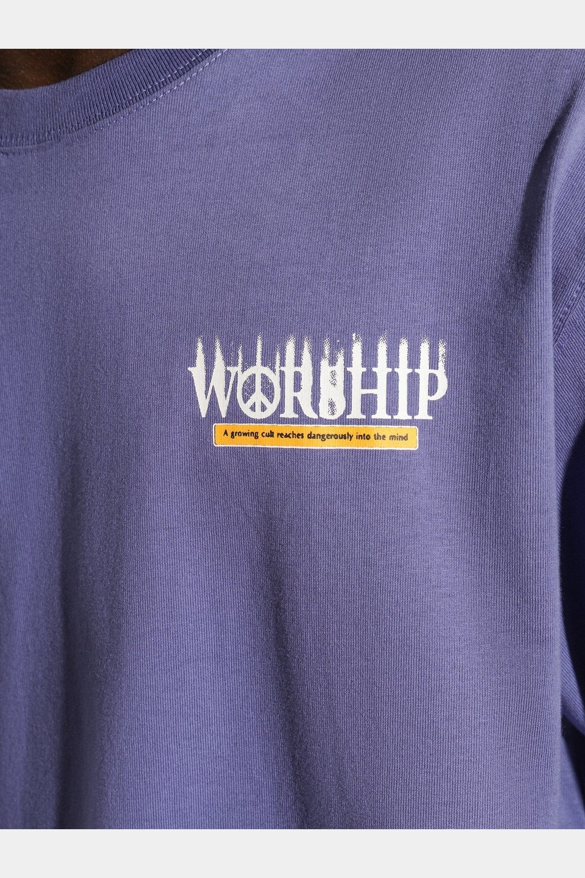 Worship reaches tee - bleached denim