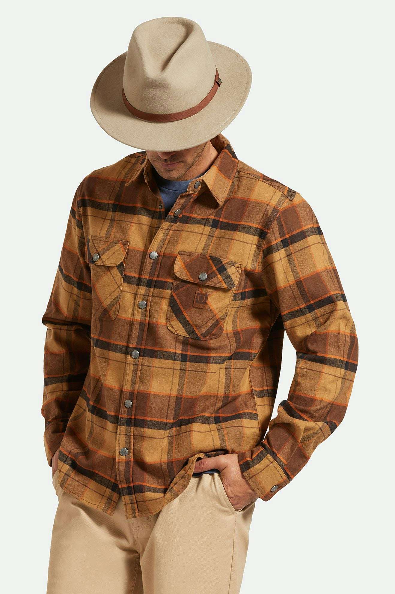 BRIXTON Messer packable fedora - Timberwolf/Light brown