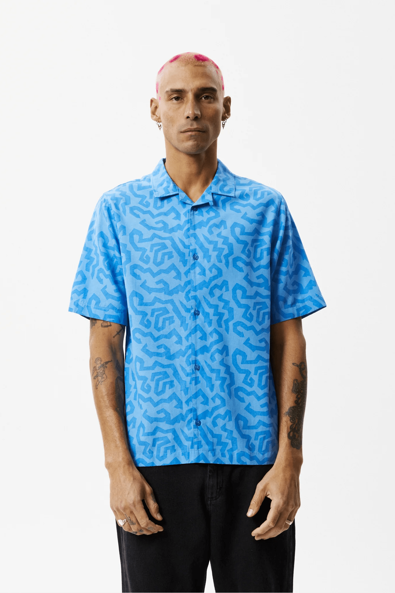 Afends icebergs recycled short sleeve shirt - arctic