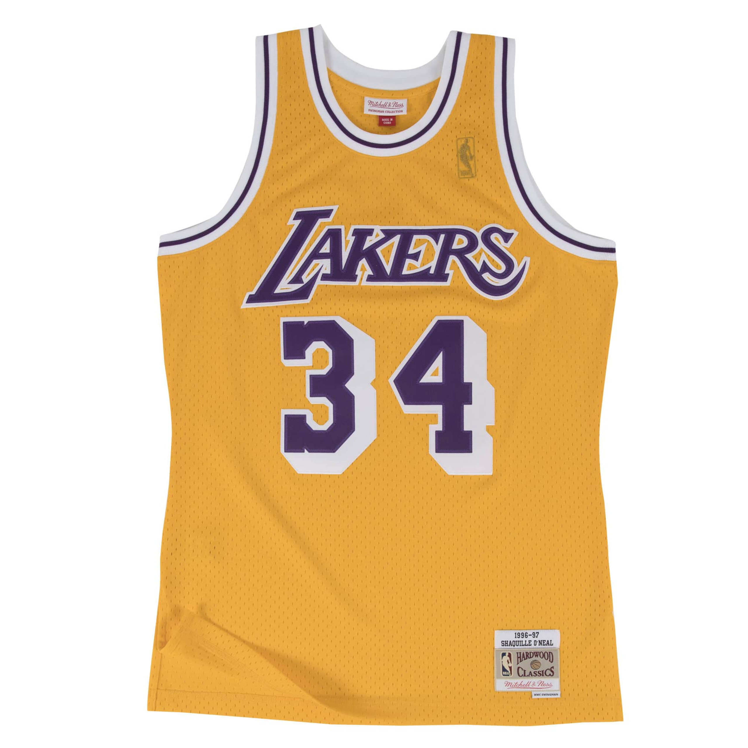 MITCHELL & NESS Shaquille Shaq O'Neal LA LAKERS 1996-97 Hardwood Classics Swingman Jersey - Yellow