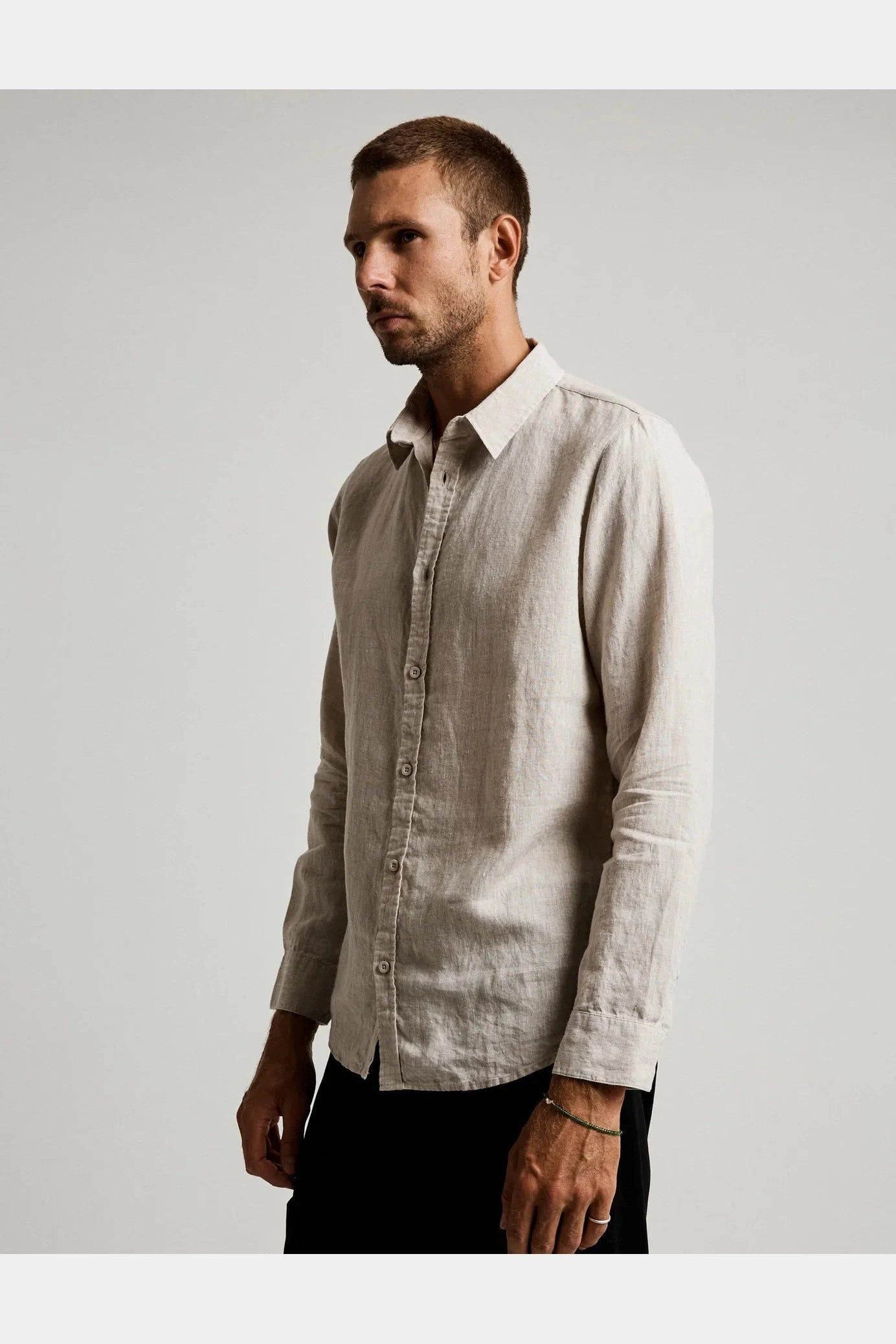 Mr simple linen long sleeve shirt - natural