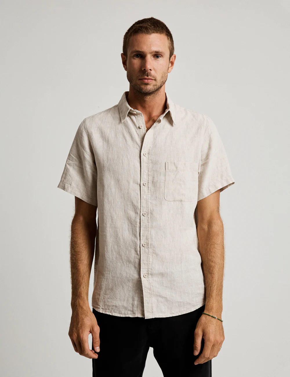 Mr Simple Linen Short Sleeve Shirt - Natural
