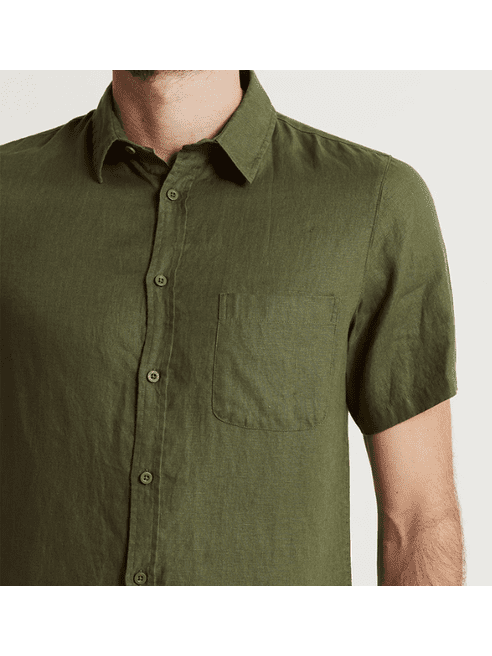 Mr Simple Linen Short Sleeve Shirt - Fatigue