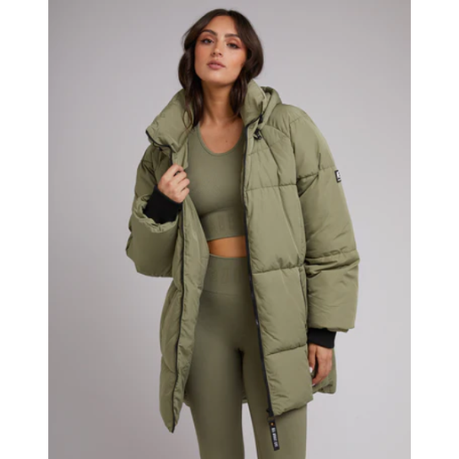 All About Eve Active Remi Luxe Midi Puffer- Khaki