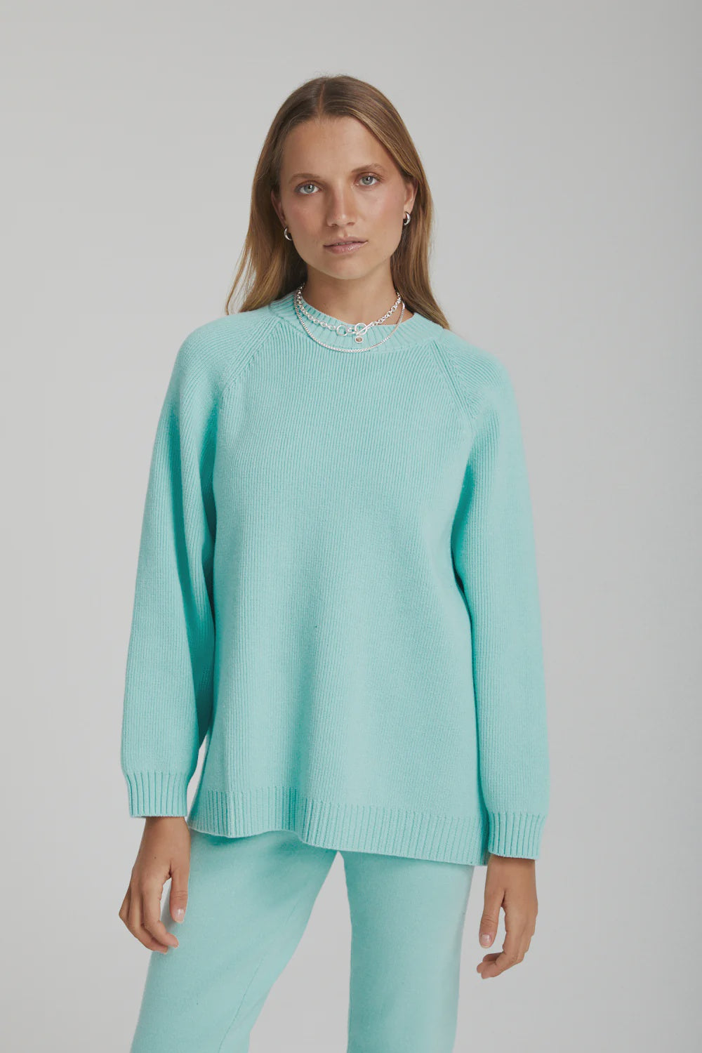 Summi Summi OVERSIZED KNIT SWEATER - AQUA