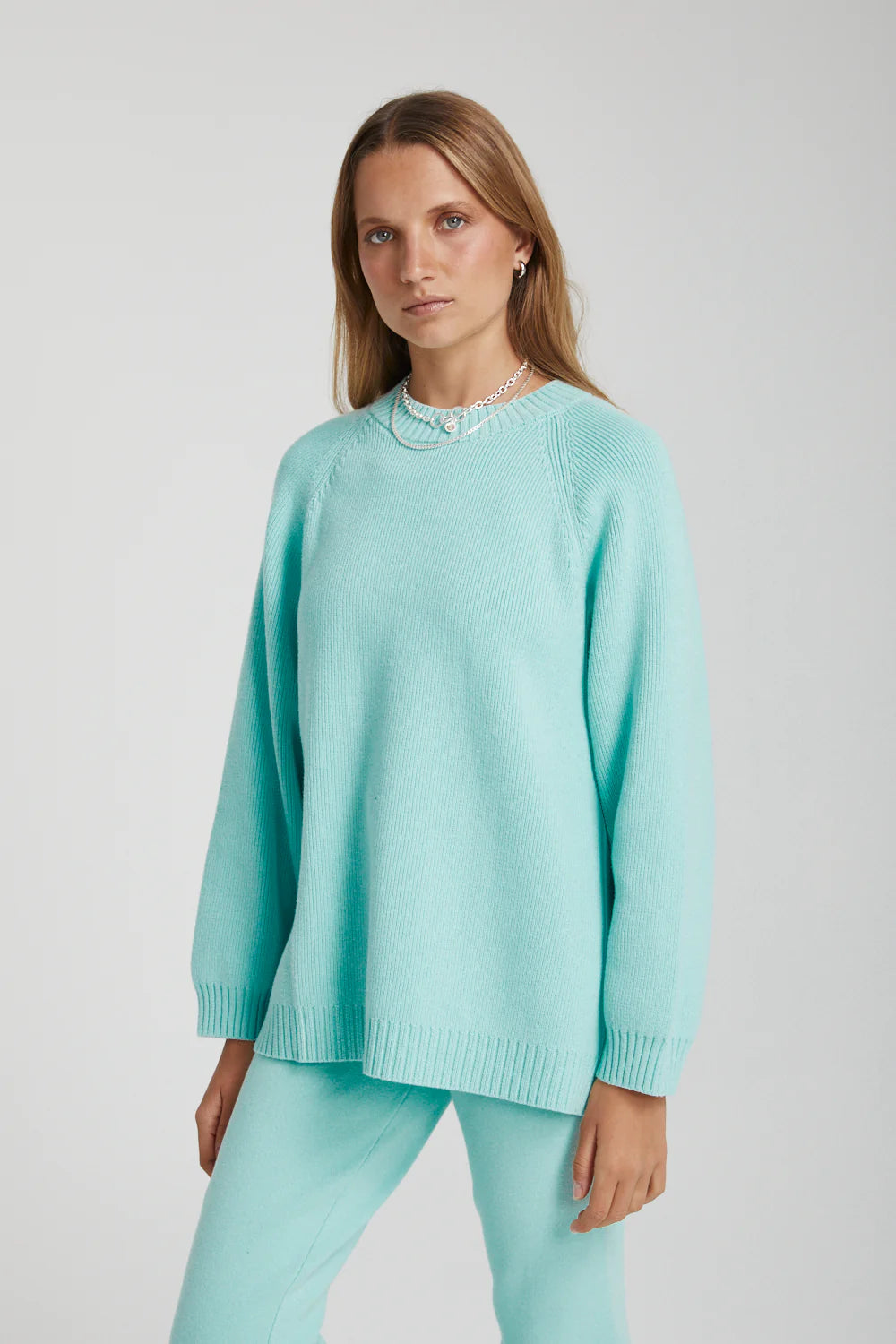 Summi Summi OVERSIZED KNIT SWEATER - AQUA