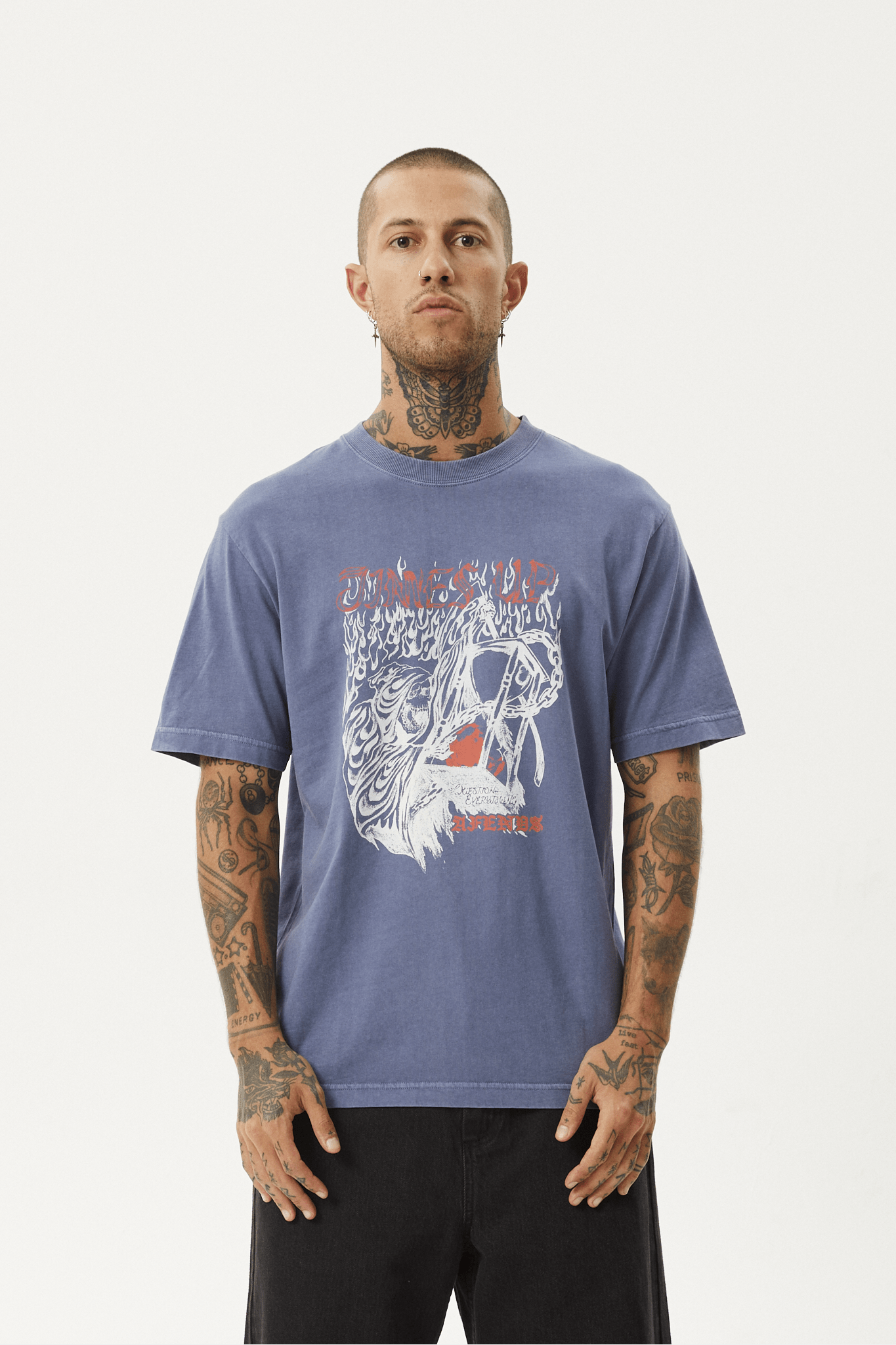 AFENDS Times up retro fit tee - Washed marlin