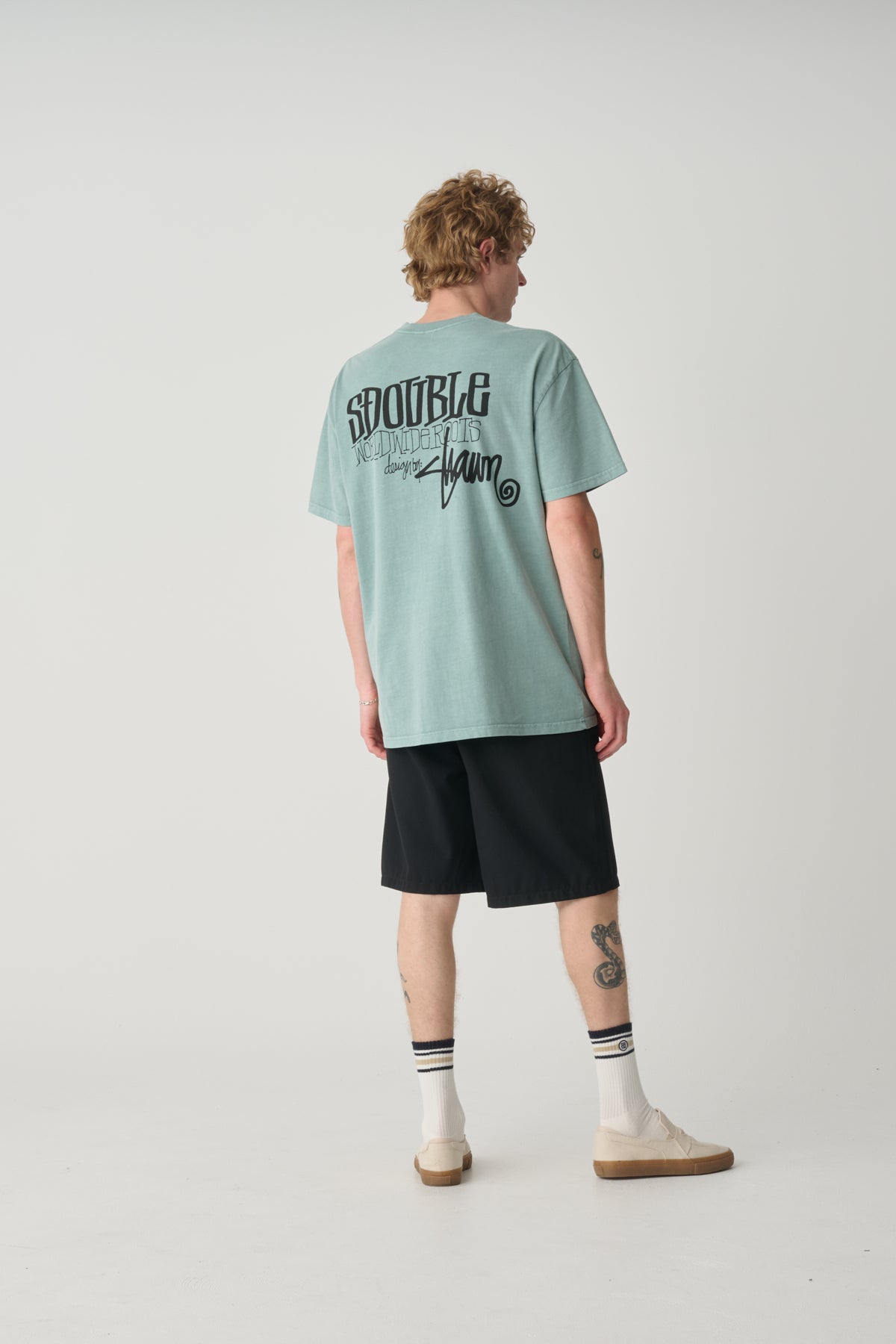 SDOUBLE World wide roots tee - Washed sage