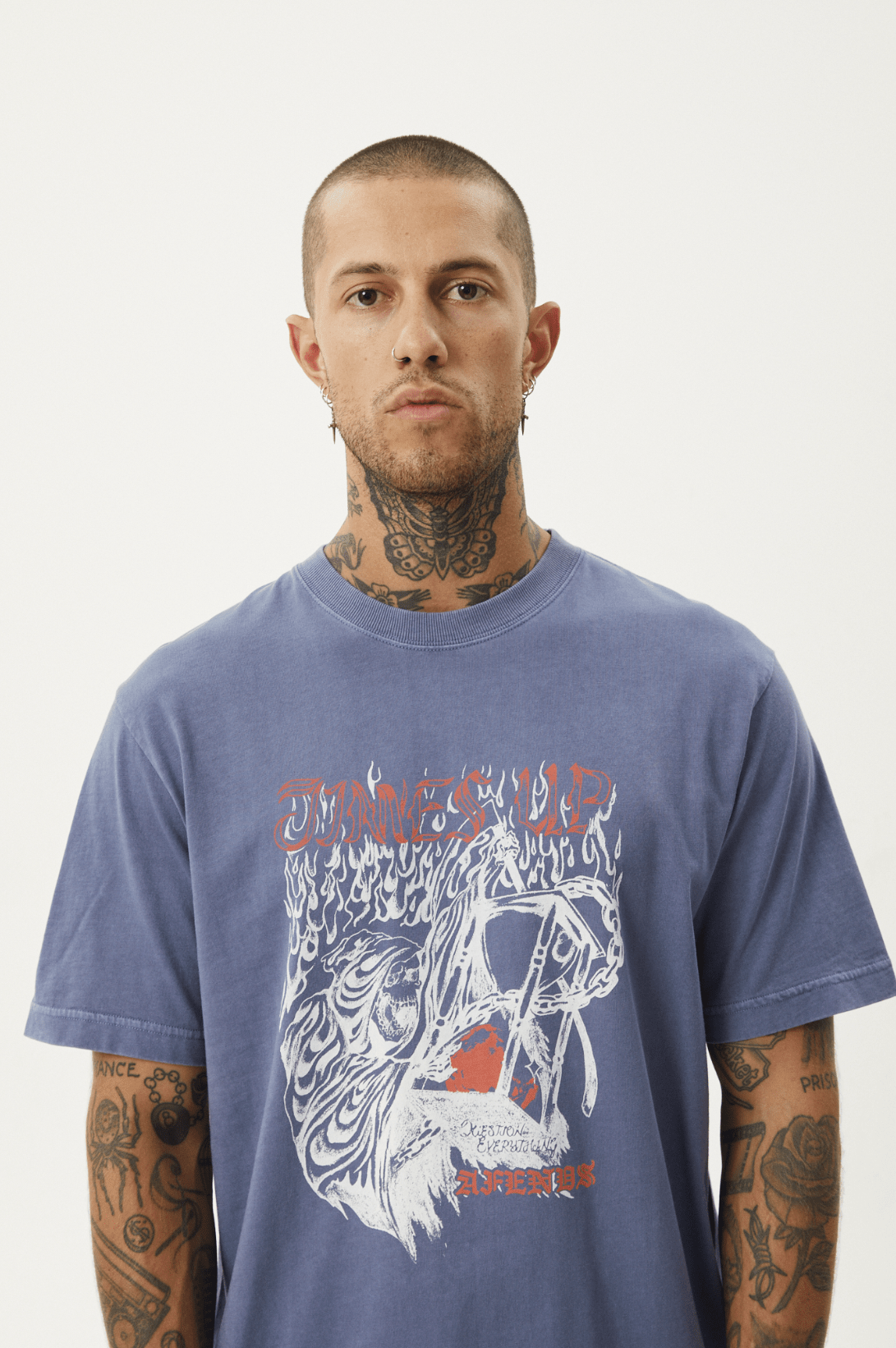 AFENDS Times up retro fit tee - Washed marlin