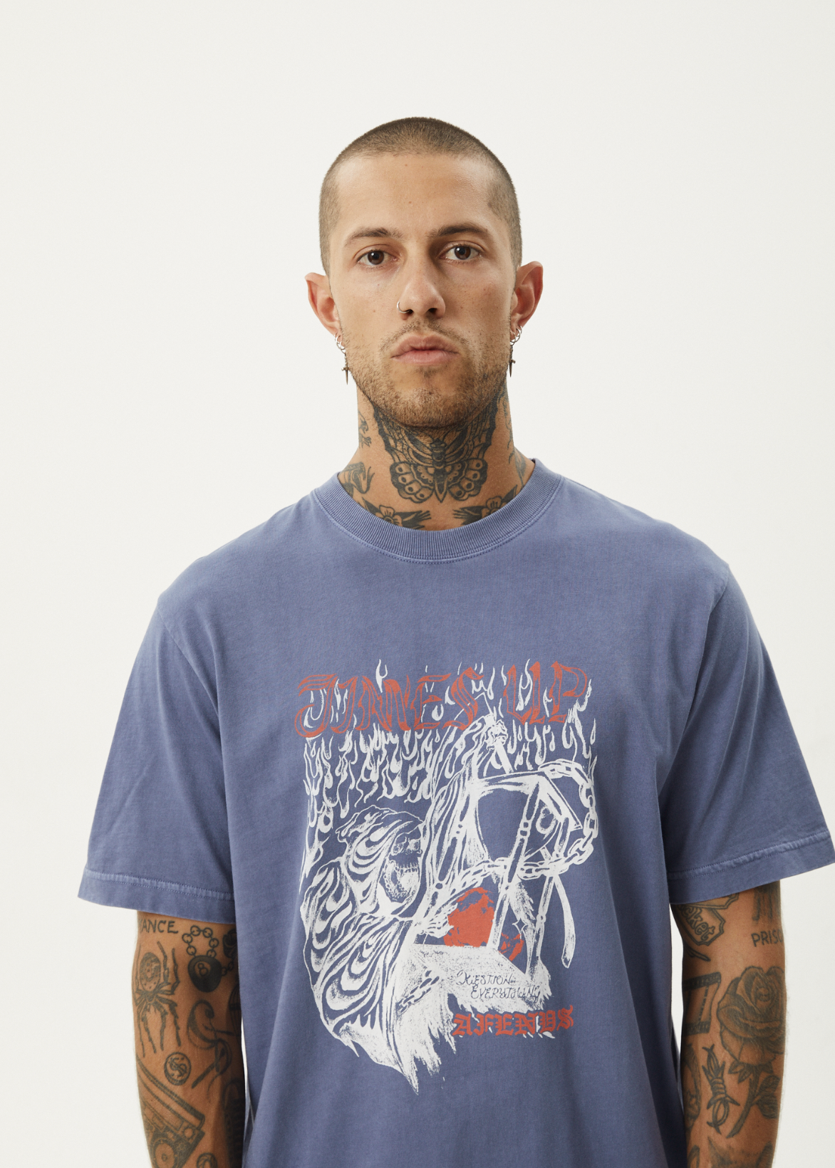 AFENDS Times up retro fit tee - Washed marlin