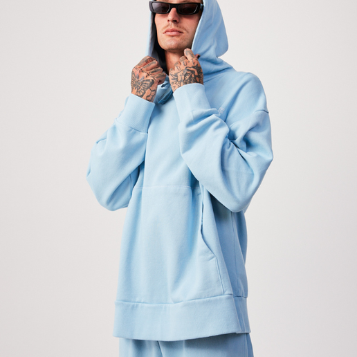 Afends Conditional - Unisex Organic Oversized Hoodie - Sky Blue