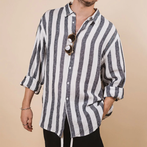 Kore Amalfi Linen Shirt - Black Stripe