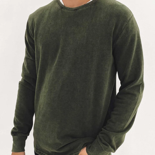 Silent Theory Curved Hem Crew - Bottle Green