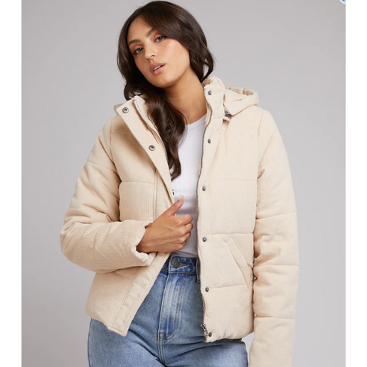 All About Eve Cali Cord Puffer- Vintage White